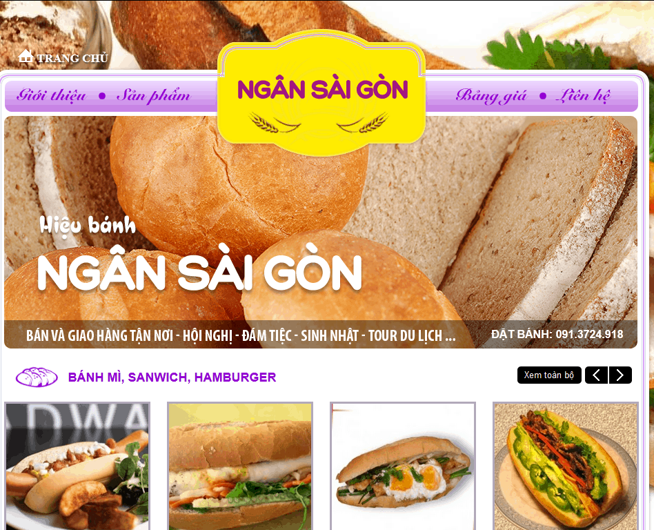  Thiết kế website Bành Mì Sài Gòn