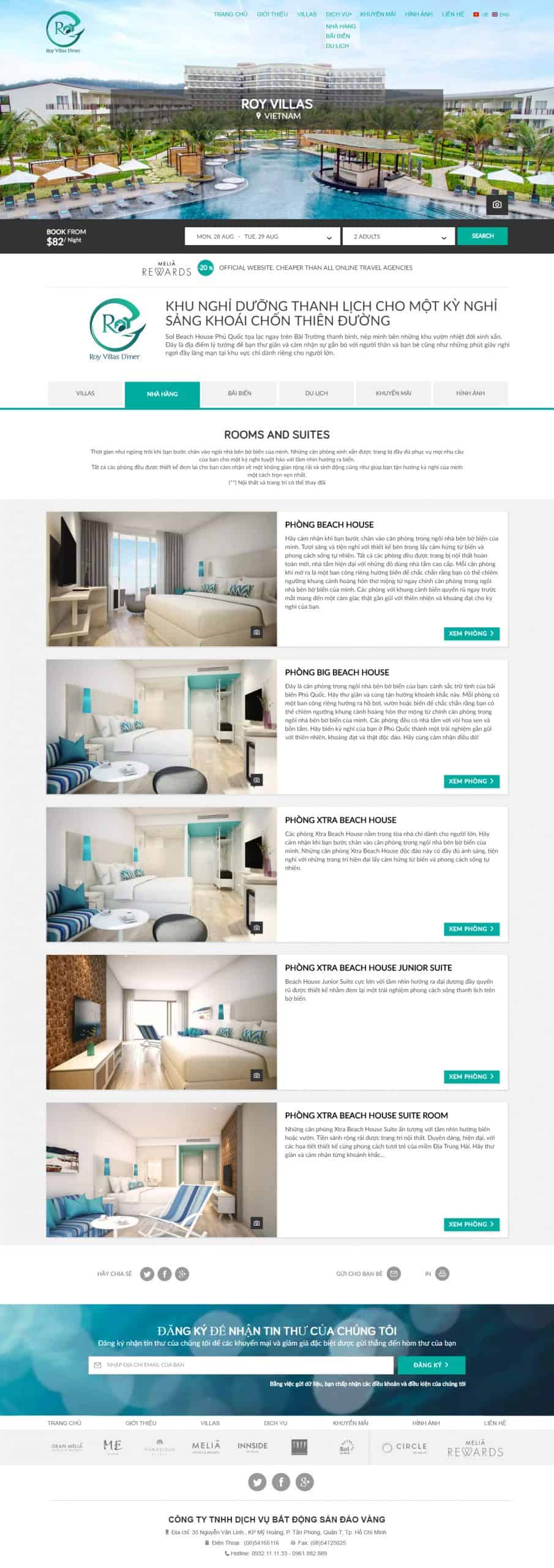 Thiết kế website Thiết kế website du lịch roy villas