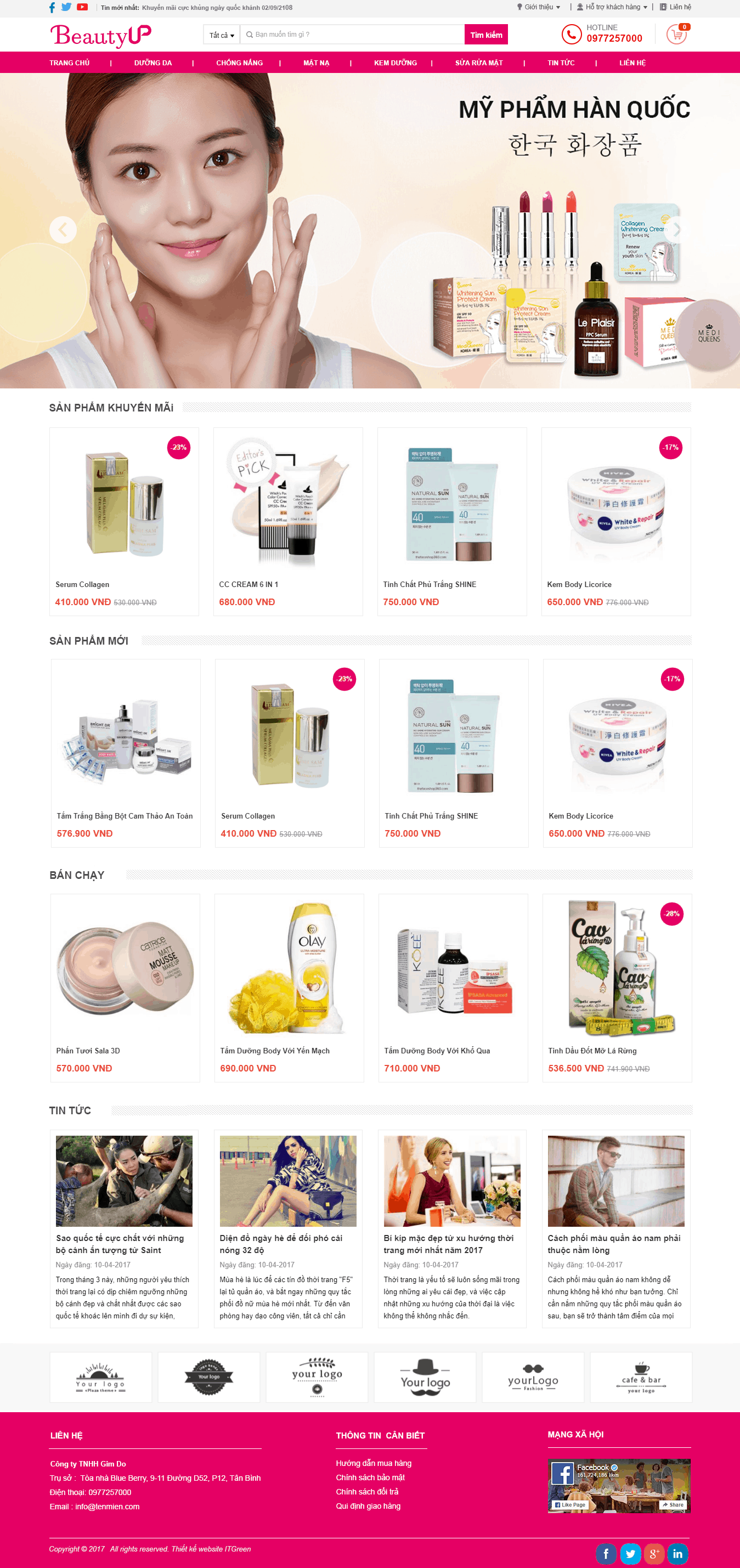 Thiết kế website Thiết kế website bán mỹ phẩm, làm đẹp beauty up