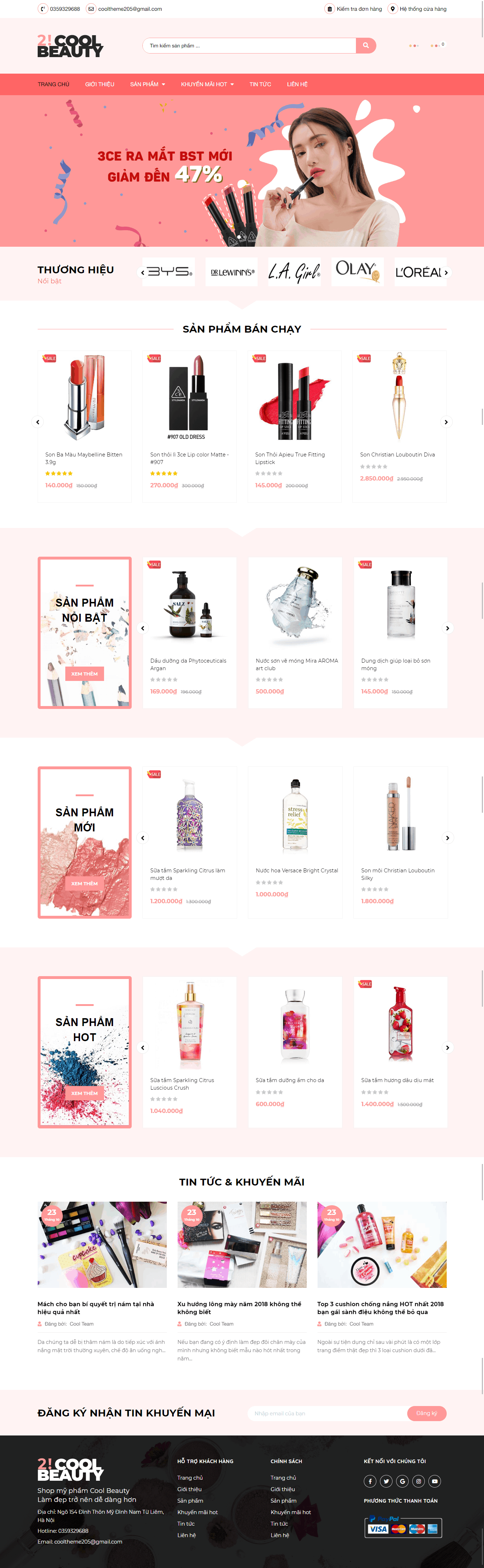 Thiết kế website Thiết kế website bán mỹ phẩm, làm đẹp Cool Beauty
