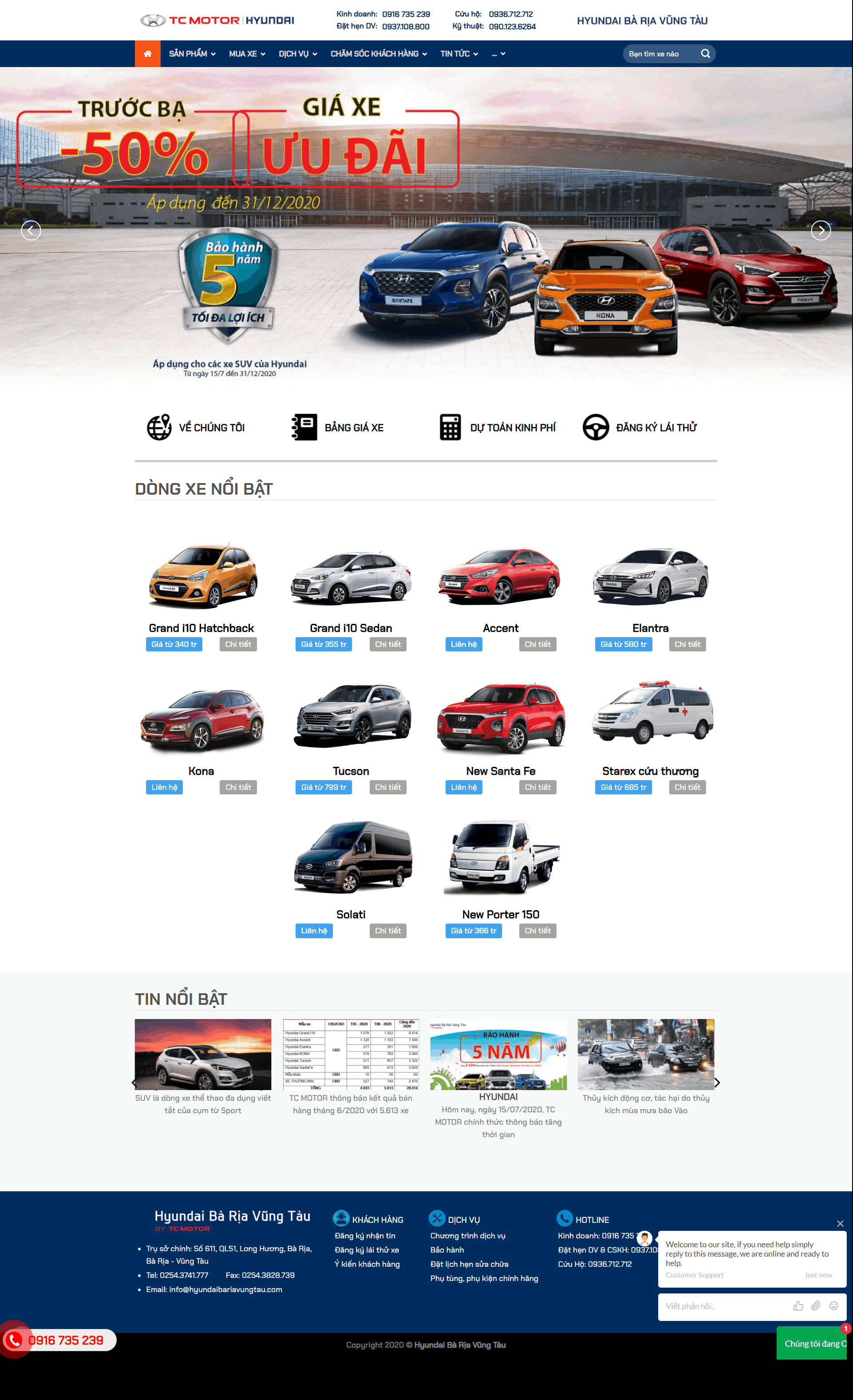 Thiết kế website Thiết kế website bán ô tô, xe máy hyundai-bariavungtau