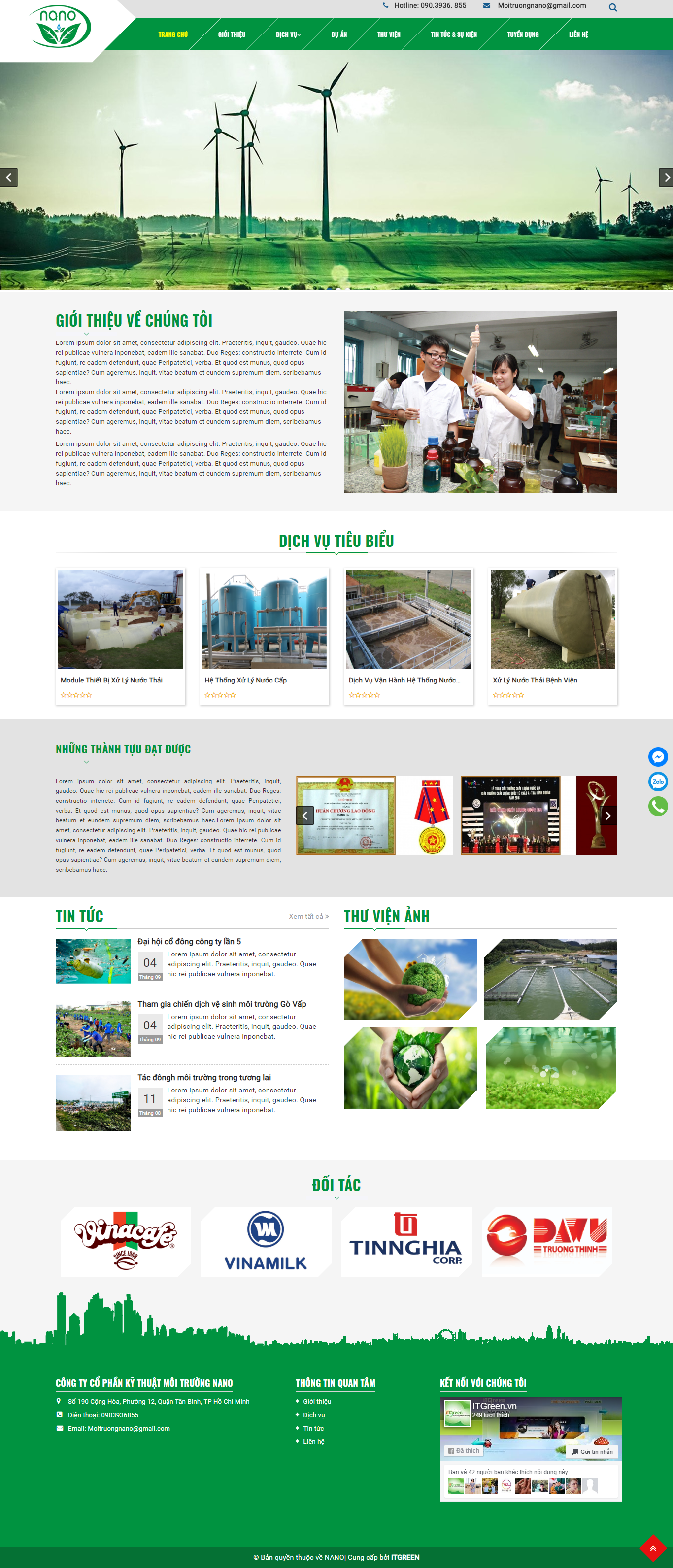 Thiết kế website Thiết kế website dịch vụ cong nghe nano
