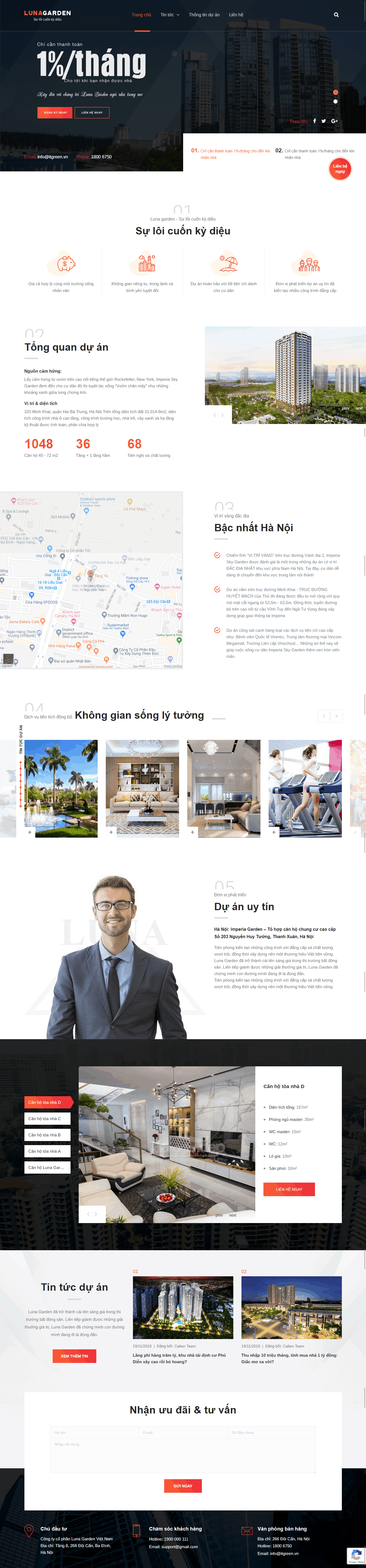 Thiết kế website Thiết kế website kiến trúc, nội thất, xây dựng Luna Garden