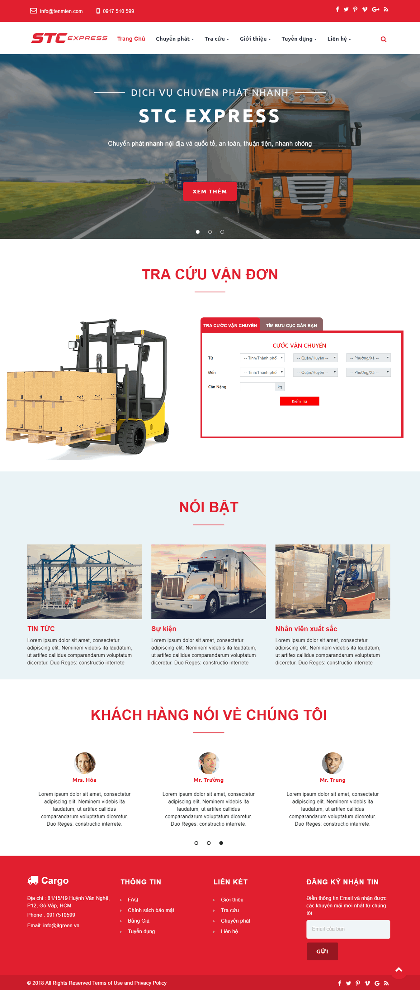 Thiết kế website Thiết kế website logistics, vận tải, chuyển phát nhanh van tai sct