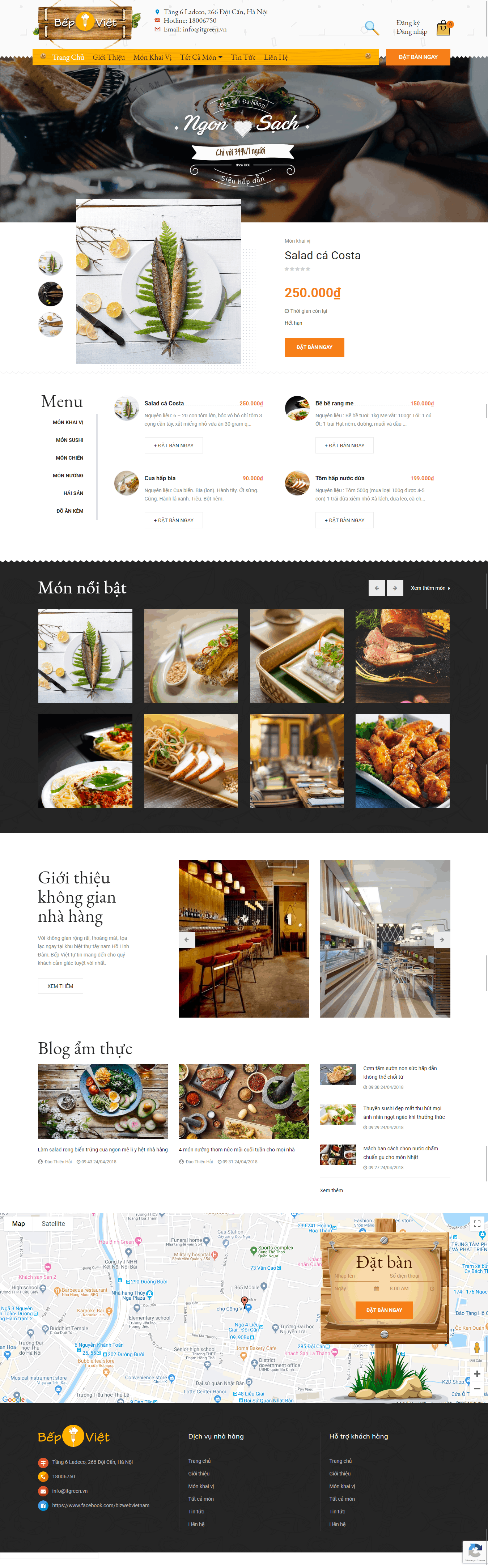 Thiết kế website Thiết kế website nhà hàng, khách sạn Bep Viet