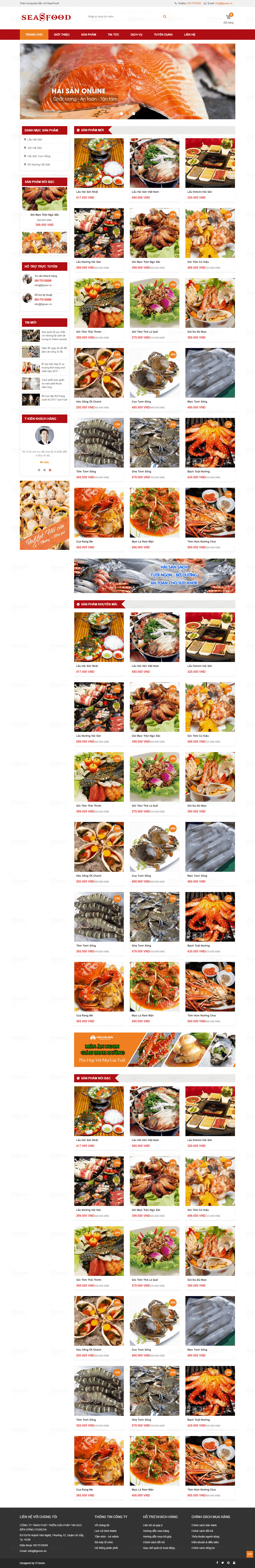 Thiết kế website Thiết kế website nhà hàng, khách sạn thuc pham sea food