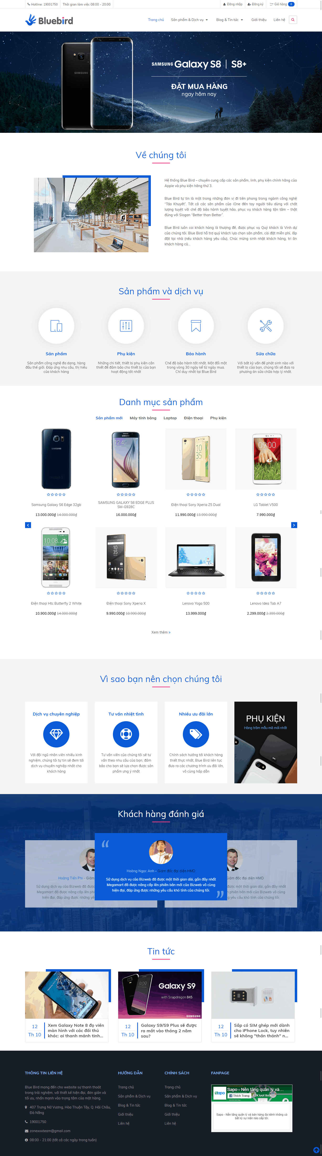 Thiết kế website Thiết kế website sản phẩm Blue Bird