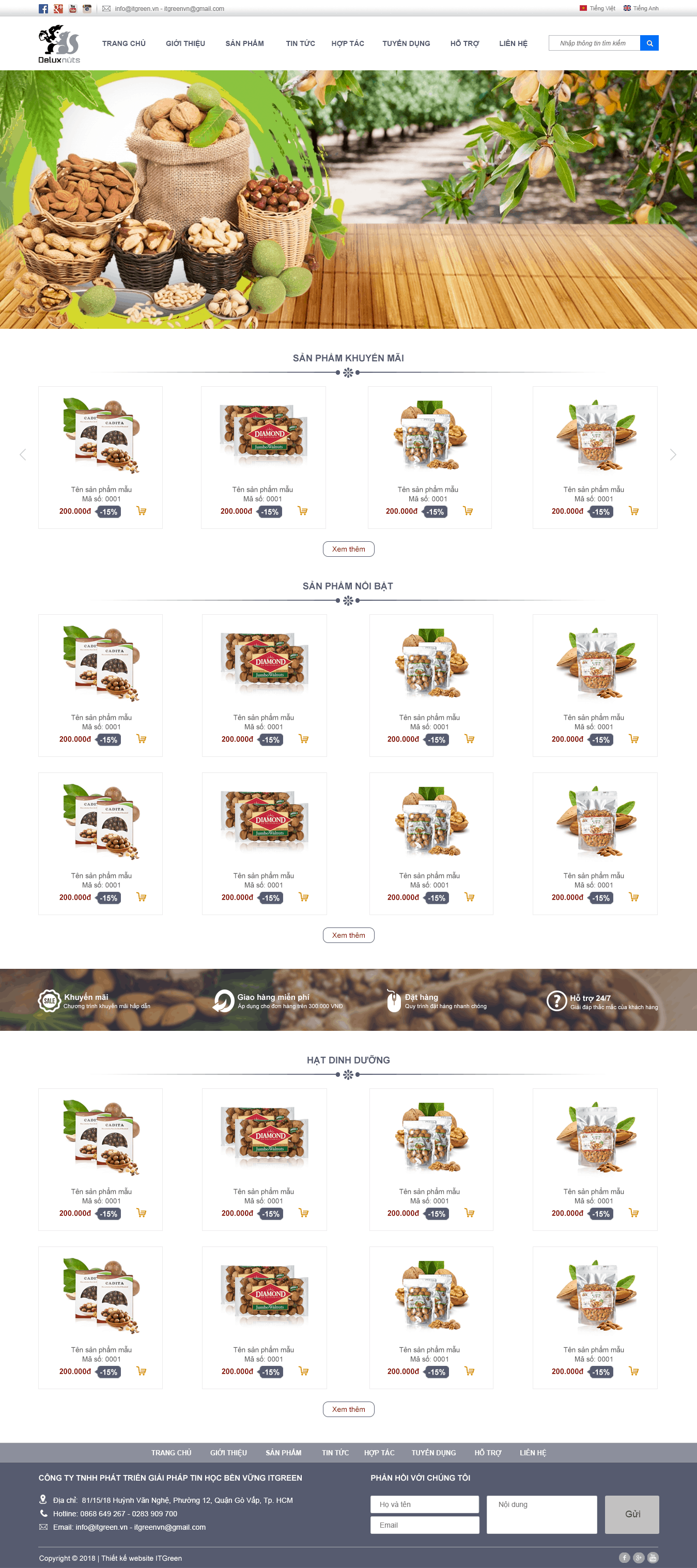 Thiết kế website Thiết kế website sản phẩm deluxnuts