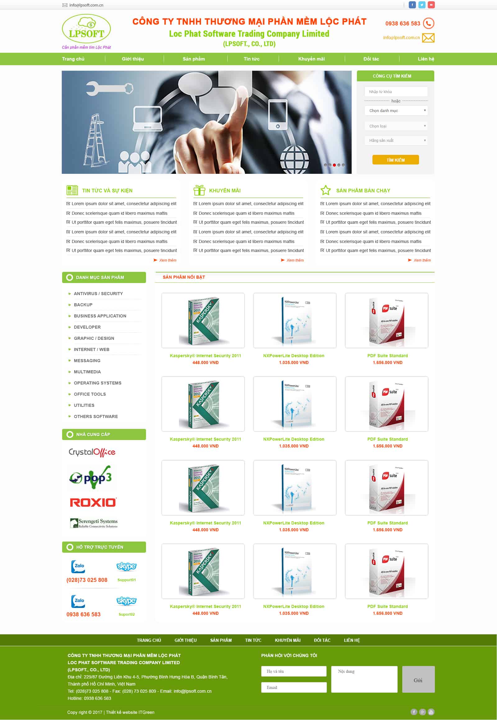 Thiết kế website Thiết kế website sản phẩm loc phat