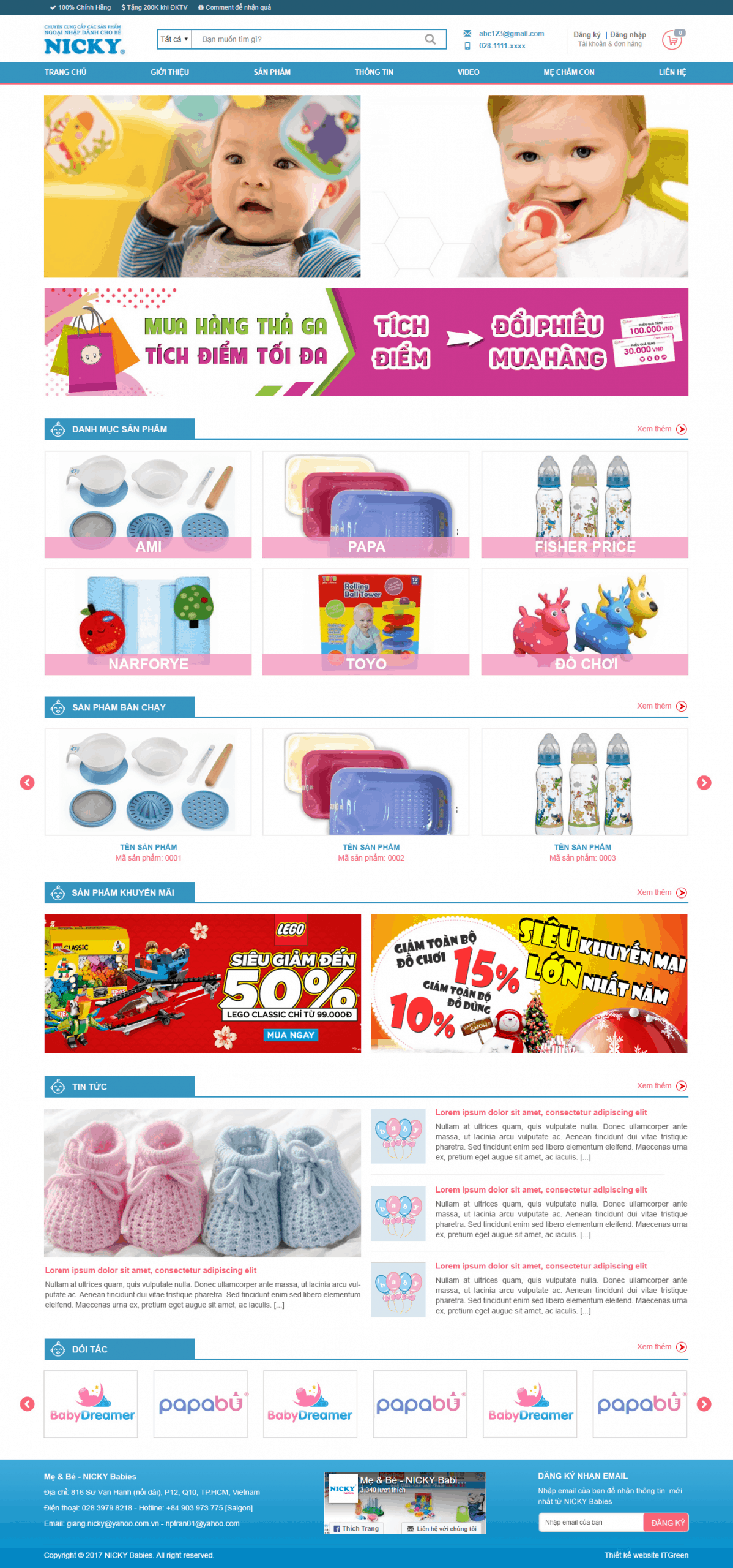 Thiết kế website Thiết kế website sản phẩm nicky