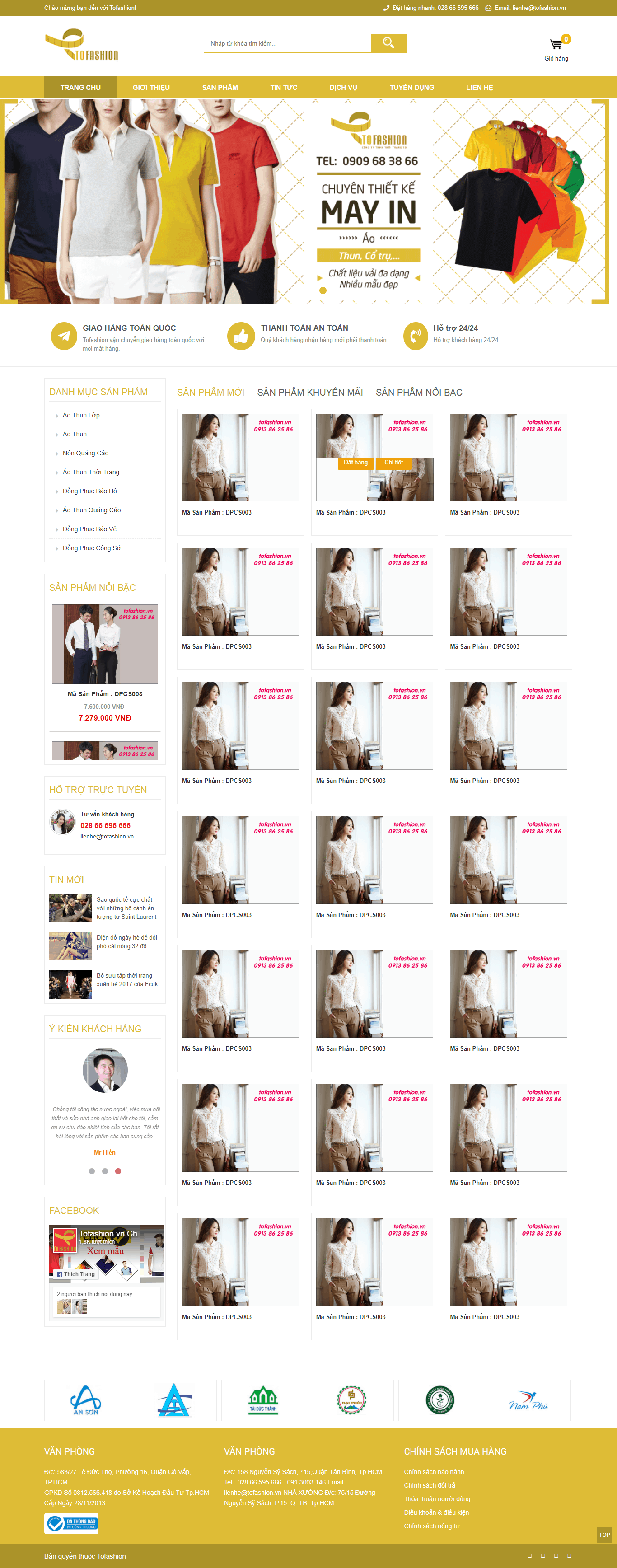 Thiết kế website Thiết kế website sản phẩm thoi trang tofashion