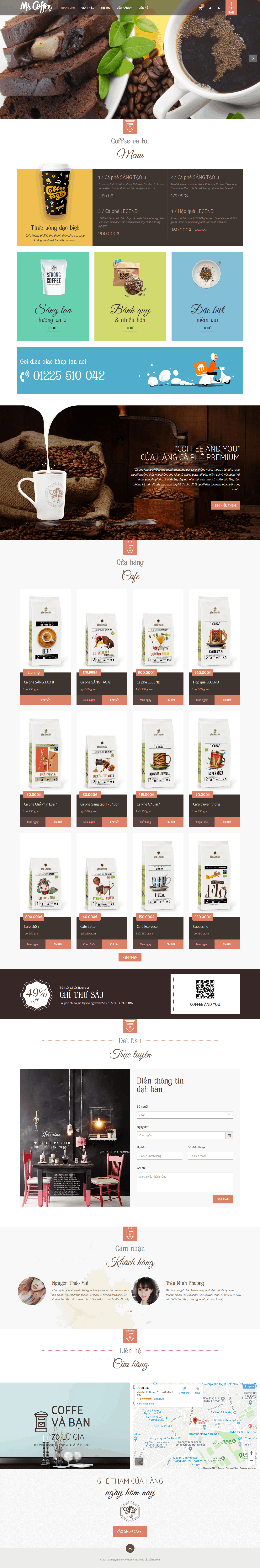 Thiết kế website Thiết kế website shop hoa, quà tặng Coffee And You