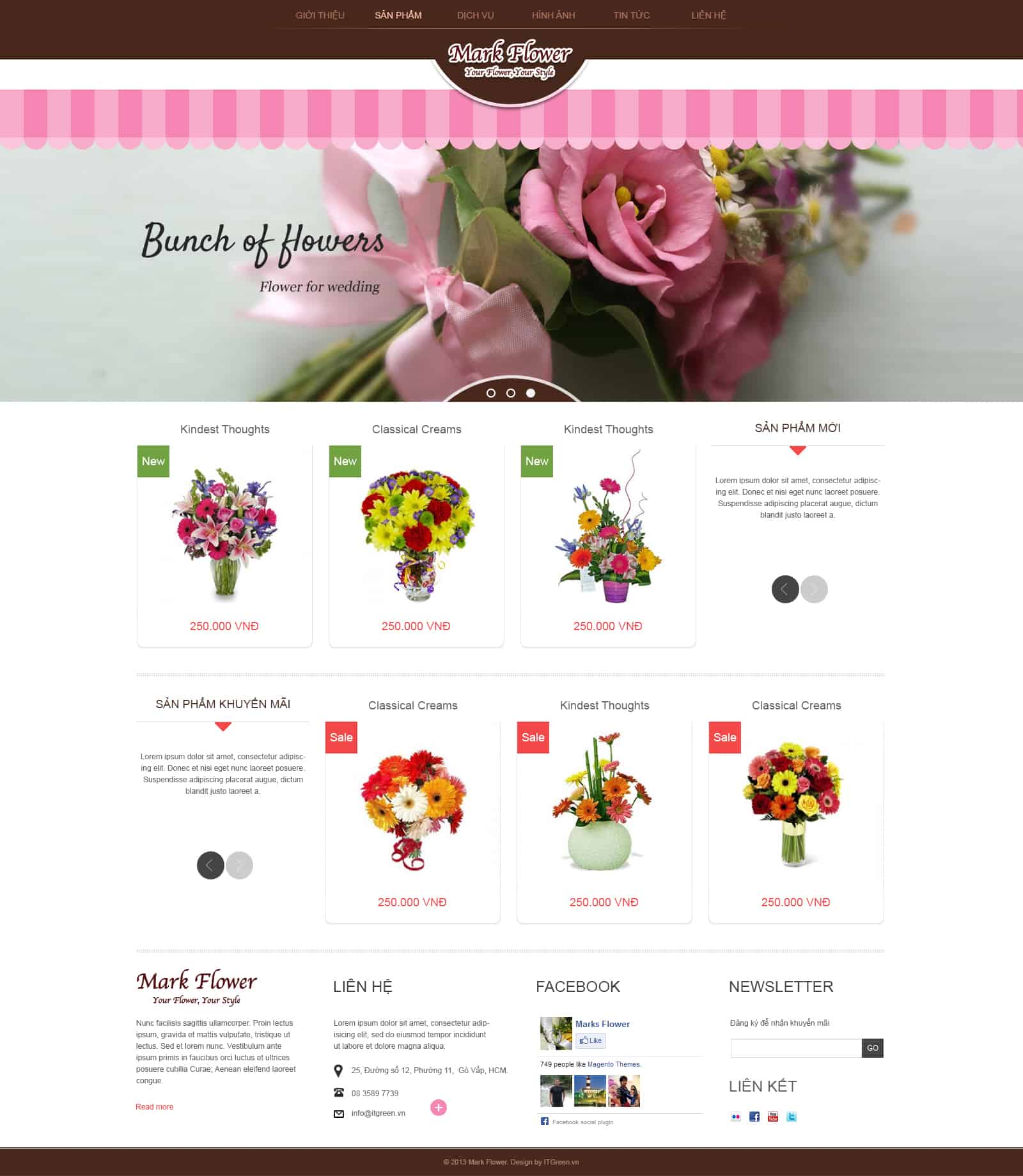 Thiết kế website Thiết kế website shop hoa, quà tặng hoa tuoi