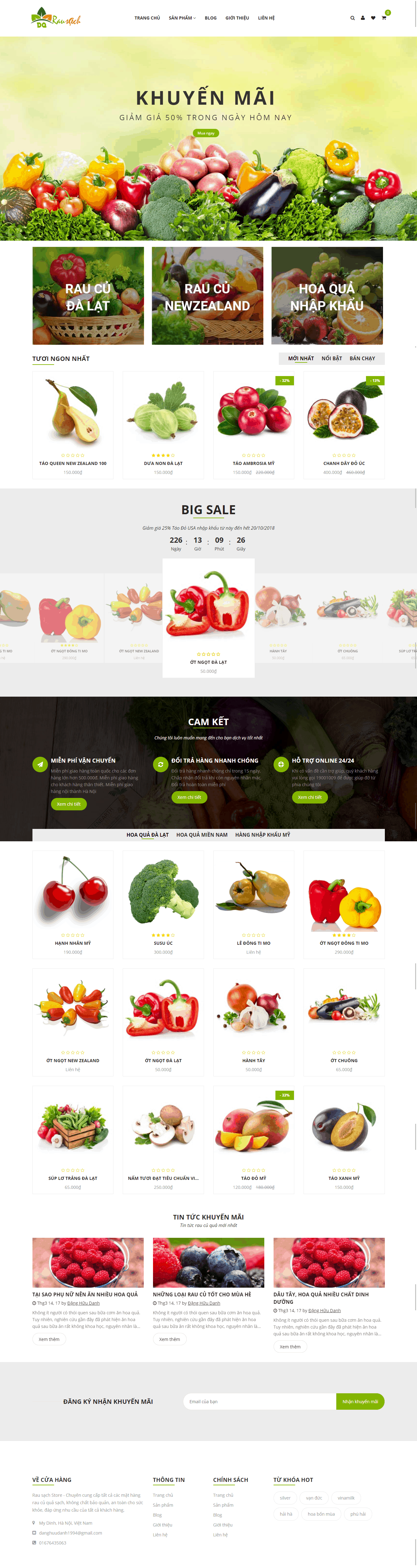 Thiết kế website Thiết kế website shop hoa, quà tặng Rau sach