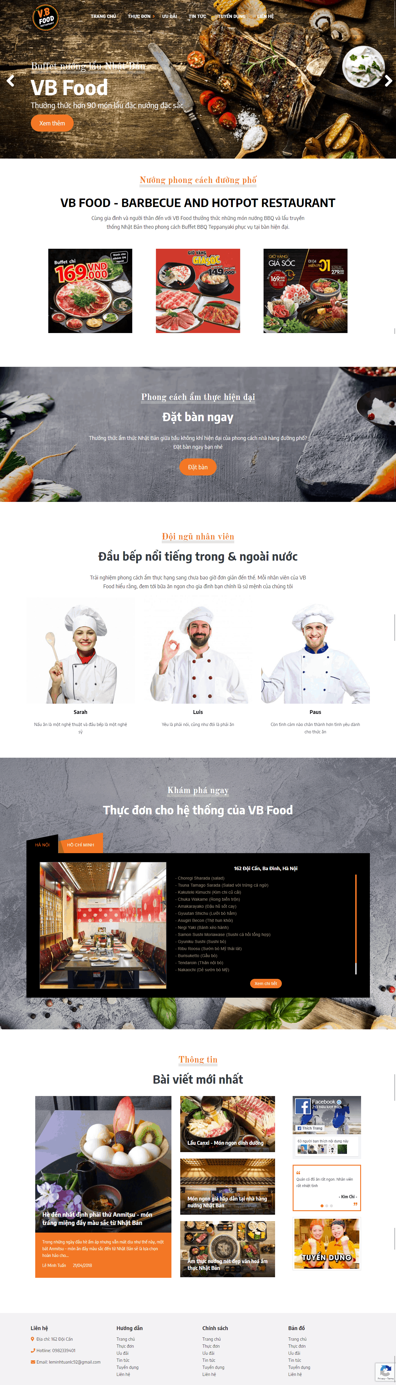Thiết kế website Thiết kế website shop hoa, quà tặng VB Restaurant