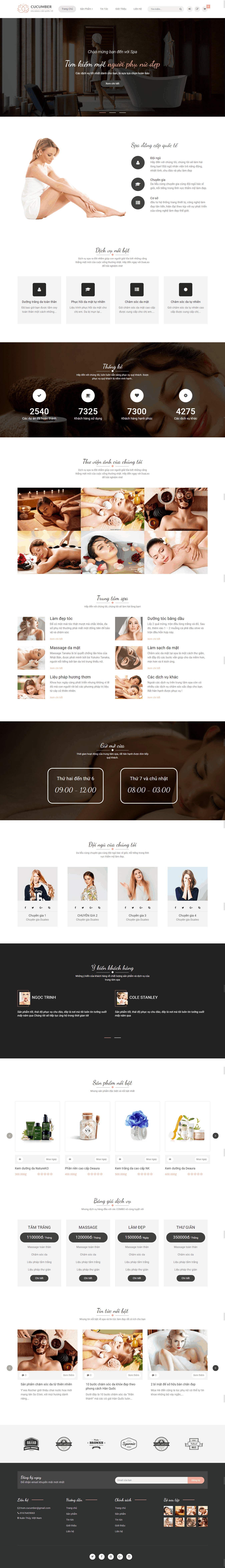 Thiết kế website Thiết kế website spa thẩm mỹ viện Cucumber Spa