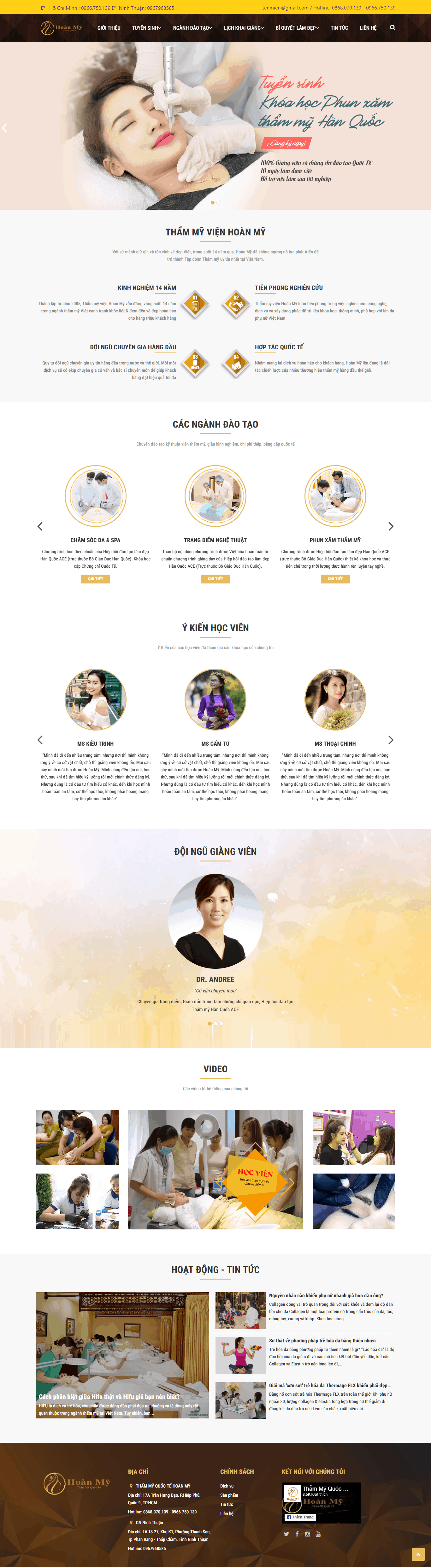 Thiết kế website Thiết kế website spa thẩm mỹ viện hoan my