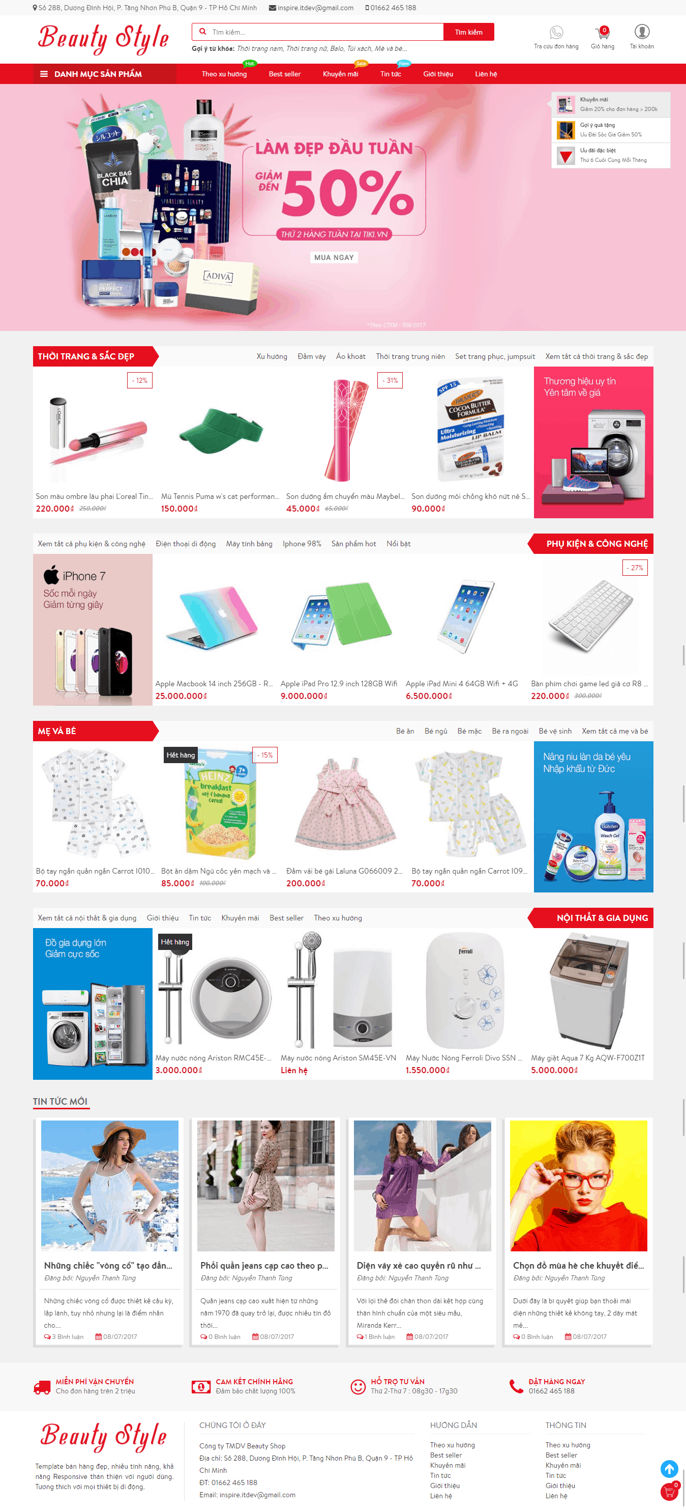 Thiết kế website Thiết kế website thời trang, bán quần áo Beauty Style
