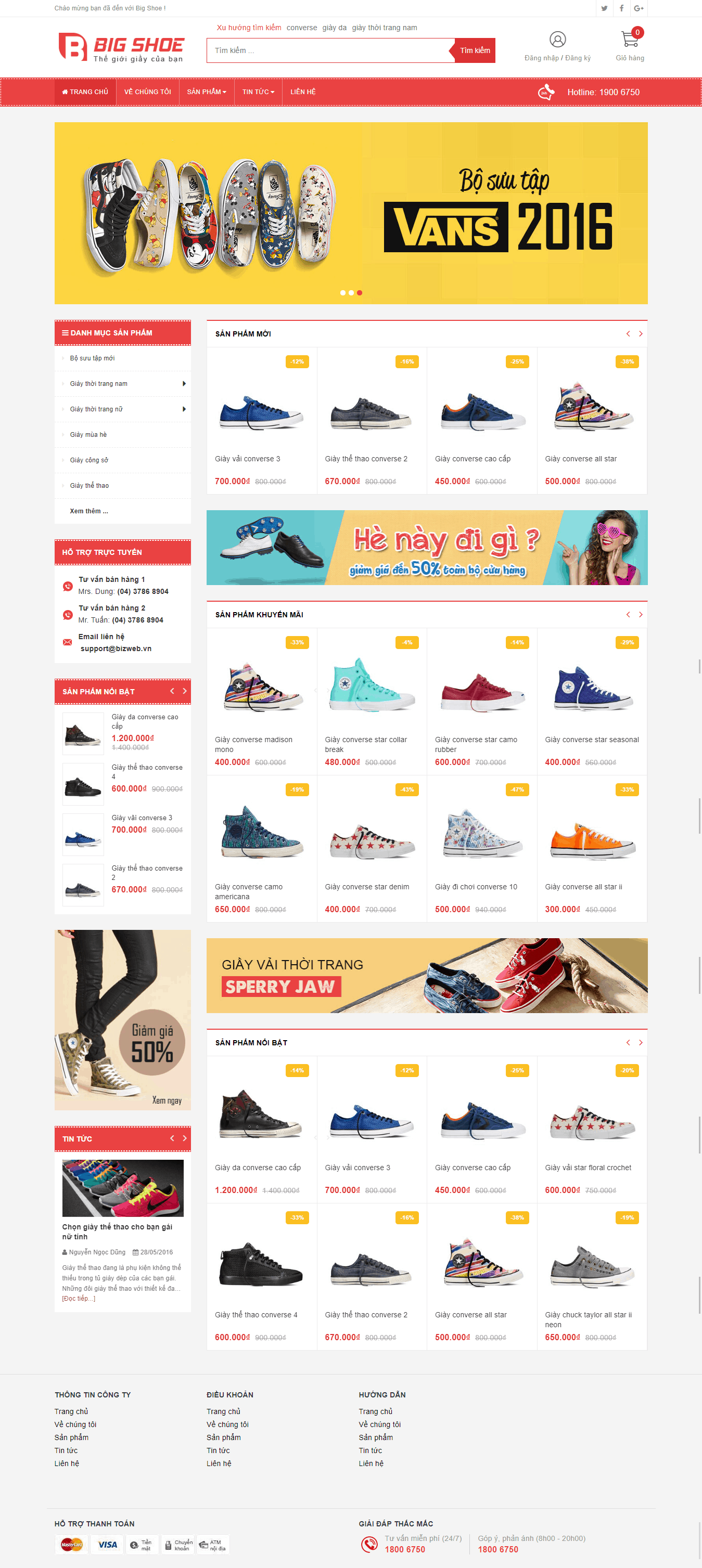 Thiết kế website Thiết kế website thời trang, bán quần áo Big Shoe