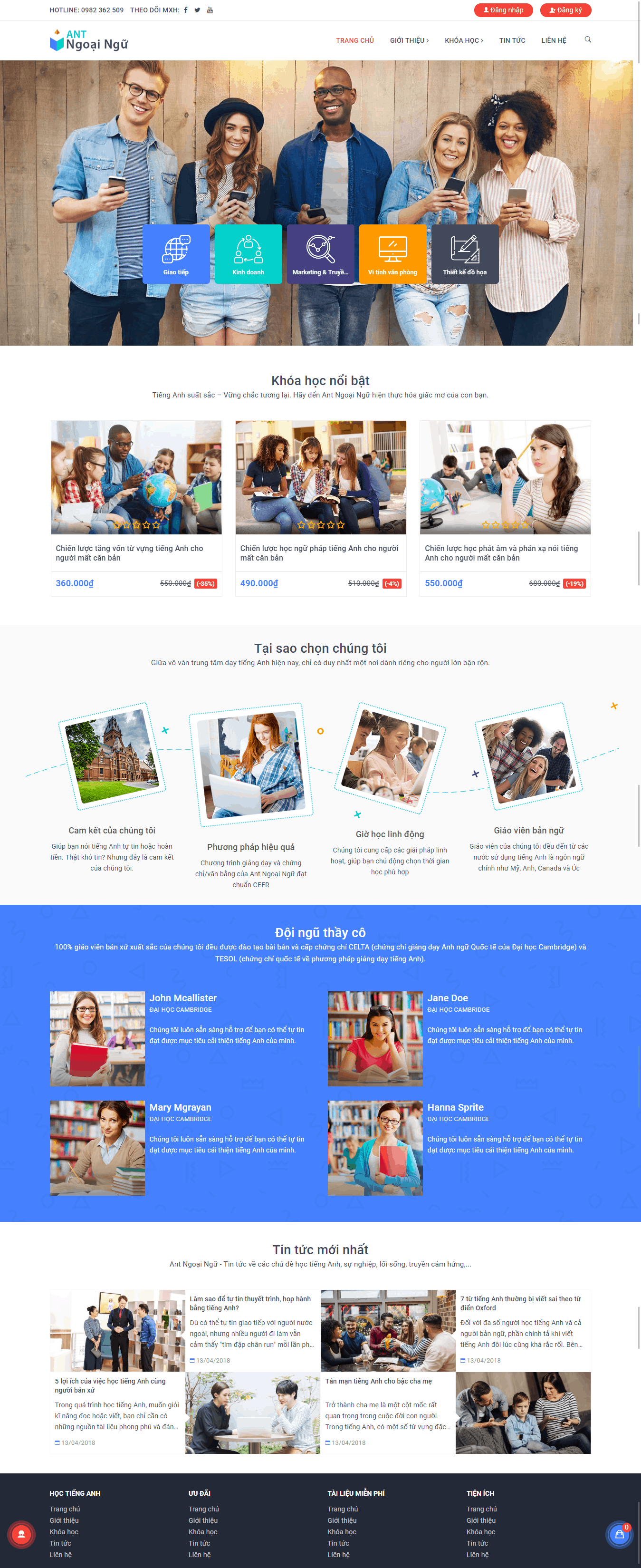 Thiết kế website Thiết kế website trường học Ant Ngoai Ngu