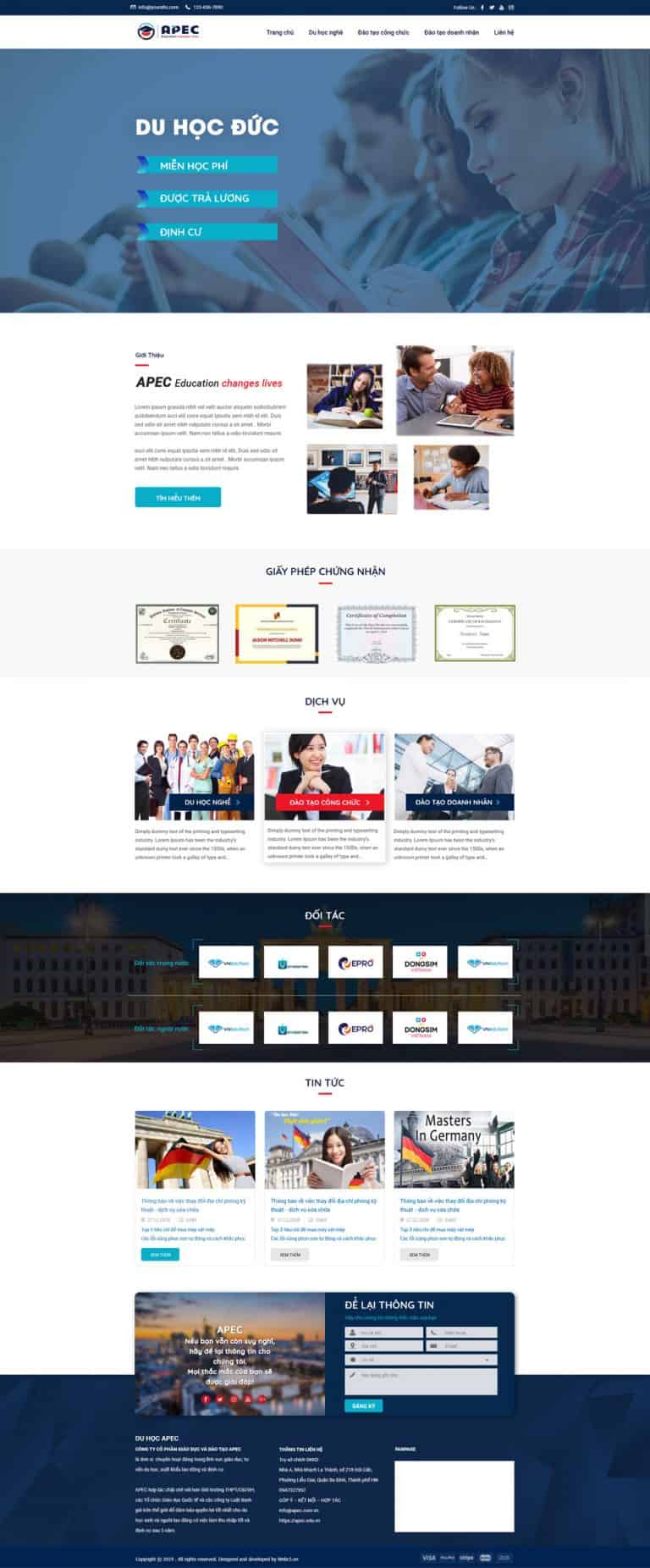 Thiết kế website Du học, Xuất khẩu lao động Đức